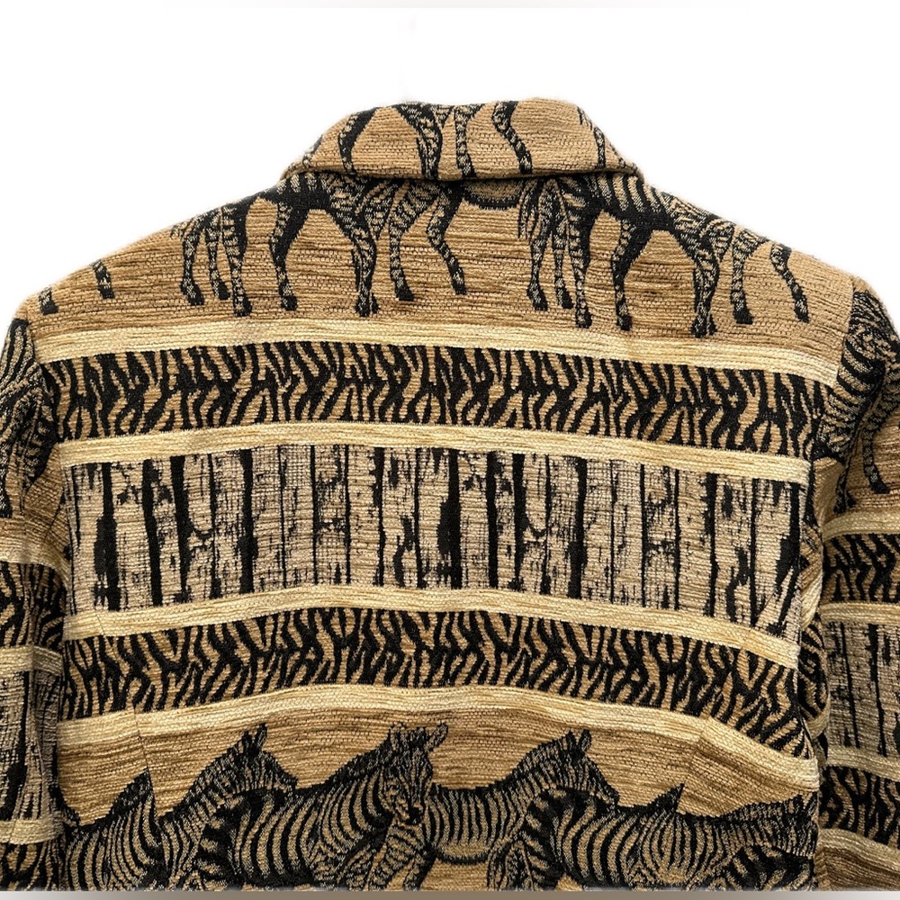 Vintage 80s Zebra Tapestry Blazer Safari Jacket size 8 Giancarlo Ferrari USA - Picture 4 of 9